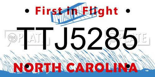 TTJ5285 North Carolina License Plate