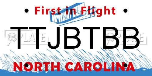 TTJBTBB North Carolina License Plate
