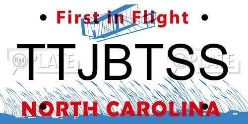 TTJBTSS North Carolina License Plate