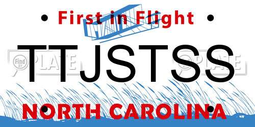 TTJSTSS North Carolina License Plate