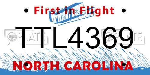 TTL4369 North Carolina License Plate