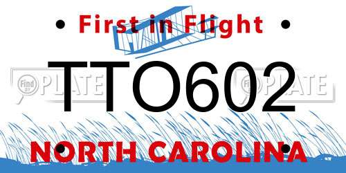 TTO602 North Carolina License Plate