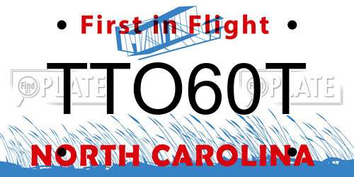 TTO60T North Carolina License Plate