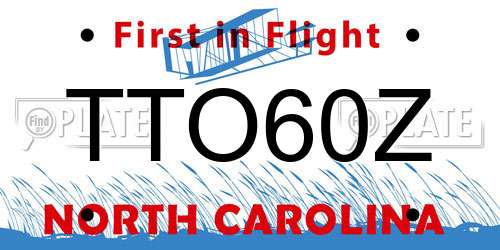 TTO60Z North Carolina License Plate