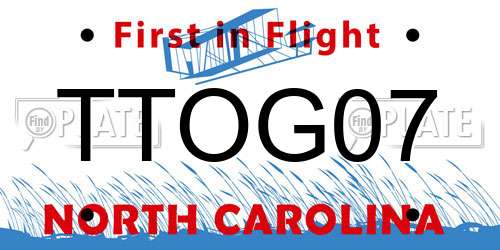 TTOG07 North Carolina License Plate