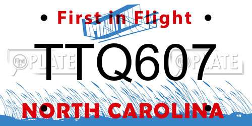 TTQ607 North Carolina License Plate