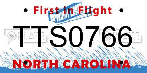 TTS0766 North Carolina License Plate
