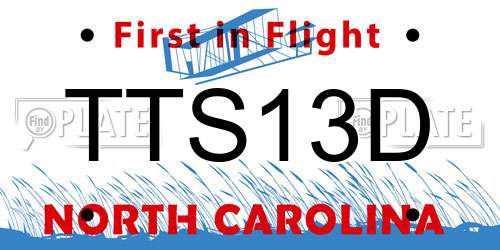 TTS13D North Carolina License Plate