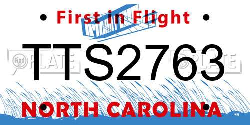 TTS2763 North Carolina License Plate