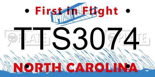 TTS3074 North Carolina License Plate