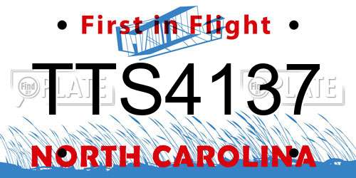 TTS4137 North Carolina License Plate