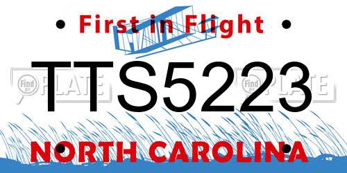 TTS5223 North Carolina License Plate
