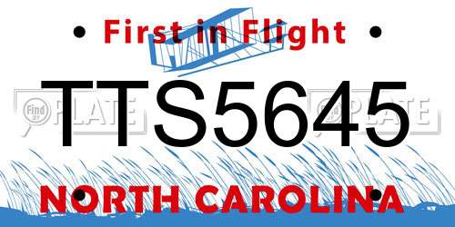 TTS5645 North Carolina License Plate