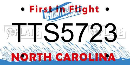 TTS5723 North Carolina License Plate