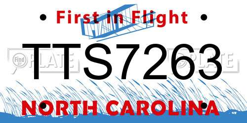TTS7263 North Carolina License Plate