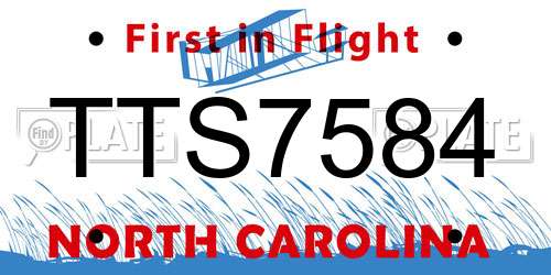 TTS7584 North Carolina License Plate