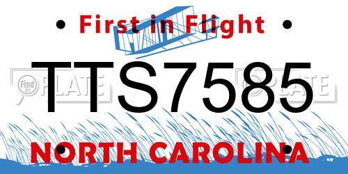 TTS7585 North Carolina License Plate