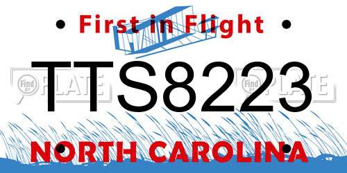 TTS8223 North Carolina License Plate