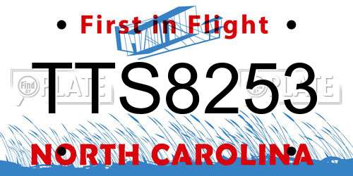 TTS8253 North Carolina License Plate