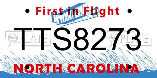TTS8273 North Carolina License Plate