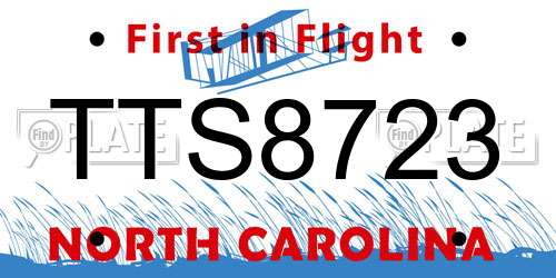 TTS8723 North Carolina License Plate