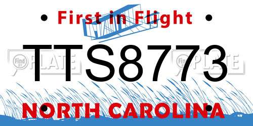 TTS8773 North Carolina License Plate