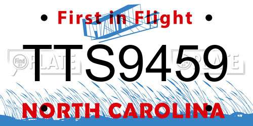 TTS9459 North Carolina License Plate