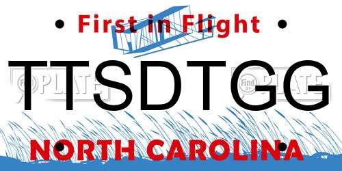 TTSDTGG North Carolina License Plate