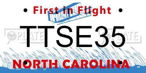 TTSE35 North Carolina License Plate