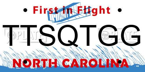 TTSQTGG North Carolina License Plate
