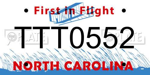 TTT0552 North Carolina License Plate
