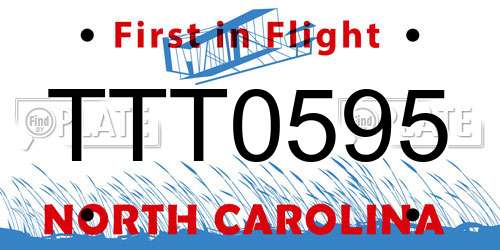 TTT0595 North Carolina License Plate