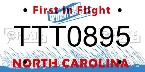 TTT0895 North Carolina License Plate