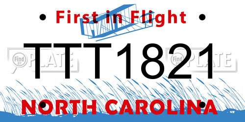 TTT1821 North Carolina License Plate