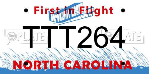 TTT264 North Carolina License Plate