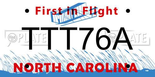 TTT76A North Carolina License Plate