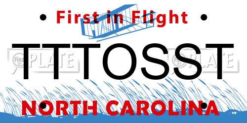 TTTOSST North Carolina License Plate