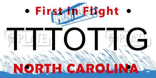 TTTOTTG North Carolina License Plate