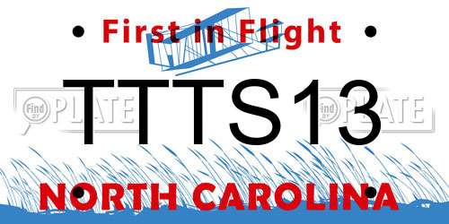 TTTS13 North Carolina License Plate