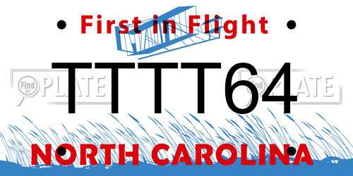 TTTT64 North Carolina License Plate