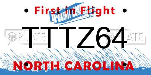 TTTZ64 North Carolina License Plate