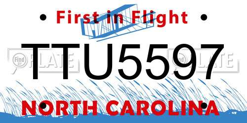 TTU5597 North Carolina License Plate