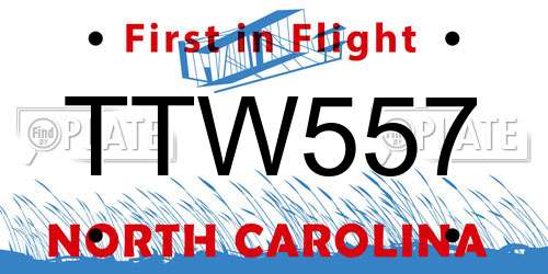 TTW557 North Carolina License Plate