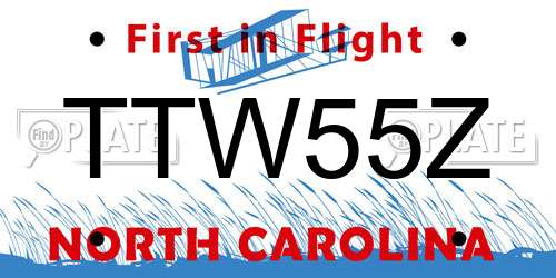 TTW55Z North Carolina License Plate