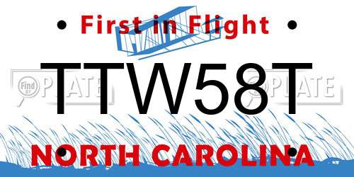 TTW58T North Carolina License Plate