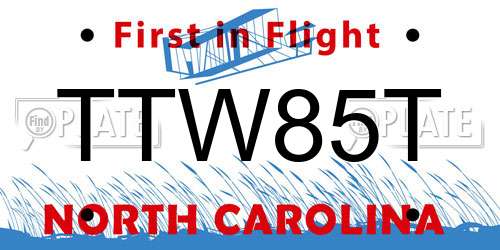 TTW85T North Carolina License Plate