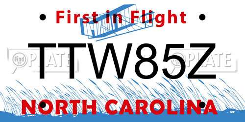 TTW85Z North Carolina License Plate