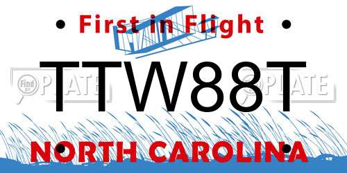 TTW88T North Carolina License Plate