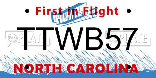 TTWB57 North Carolina License Plate