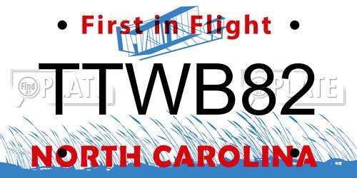 TTWB82 North Carolina License Plate